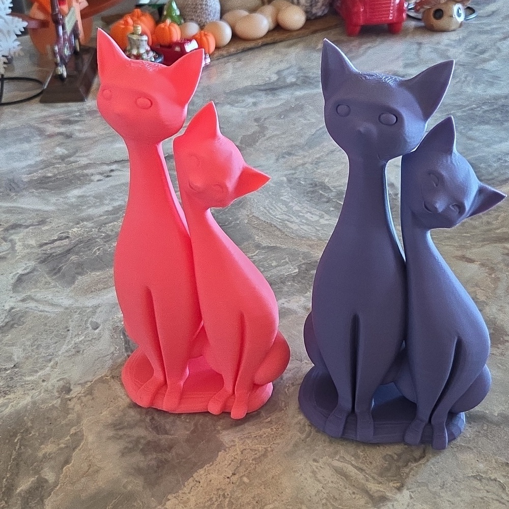 3-D Printed Cat Mommy & ME Statue